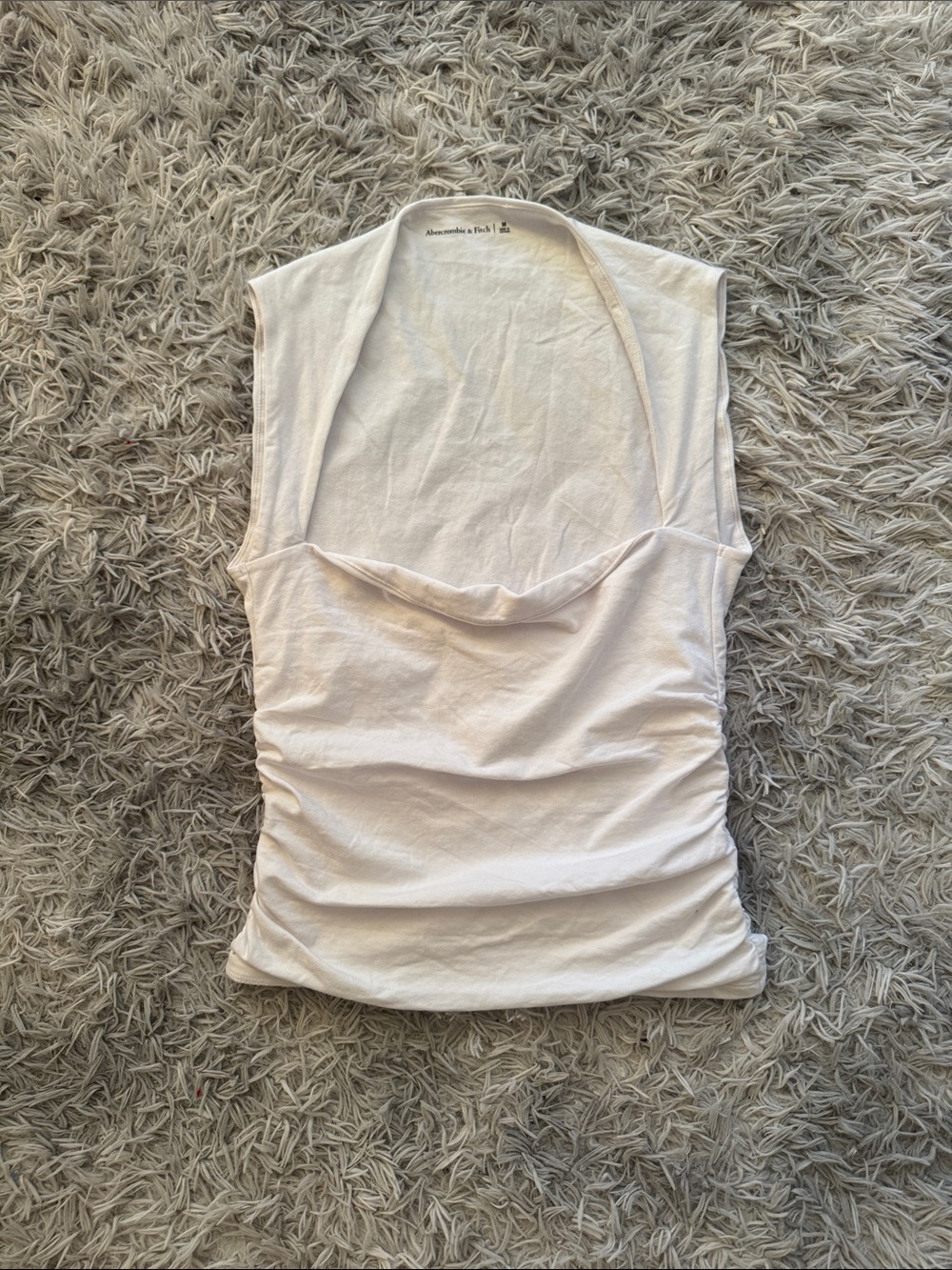 Basic White Ruched Tank Top - Unbranded - Picture 3 of 4